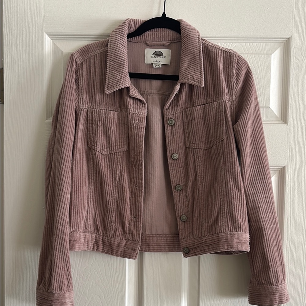 Pink Corduroy Jean Jacket Cropped